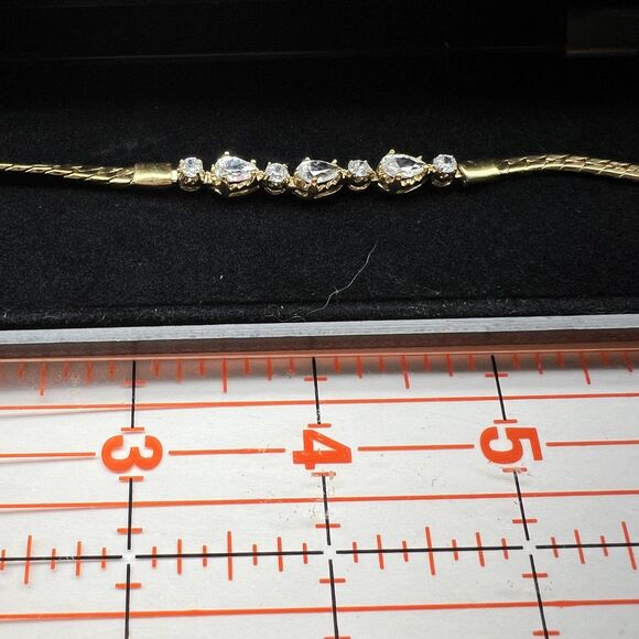 Vintage Gold Tone/Plated Cubic Zirconia Tennis Bracelet Snake Style Chain New - Picture 11 of 11